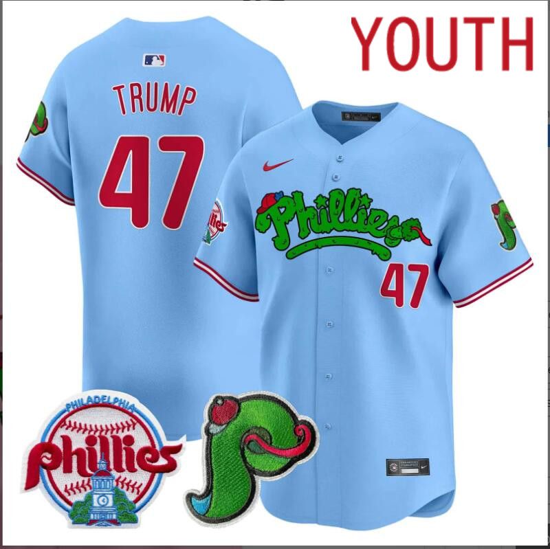 Youth  Philadelphia Phillies #47 Trump blue Limited 2024 MLB Nike jersey->youth nfl jersey->Youth Jersey